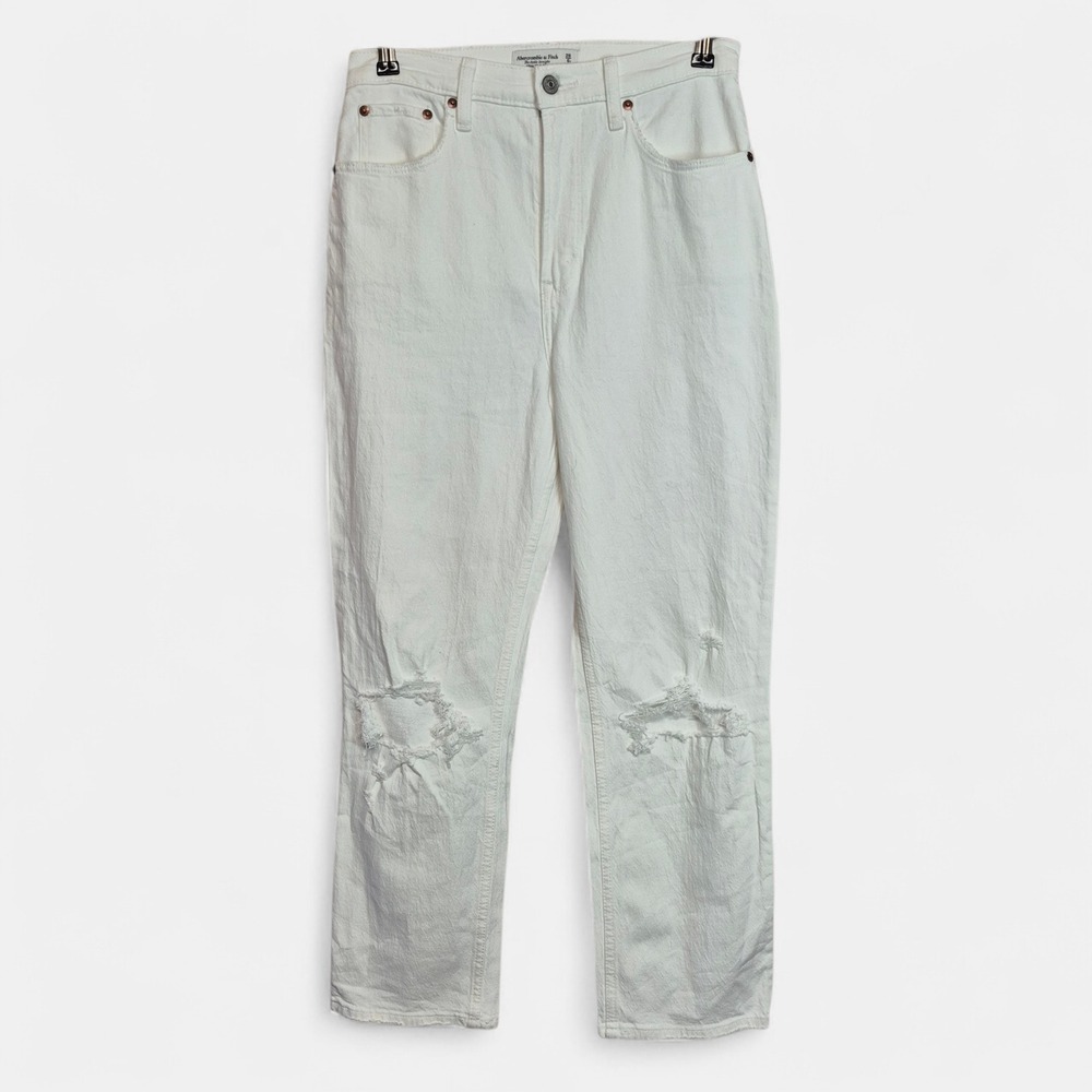 Abercrombie & Fitch Curve Love 28 6R Straight Ultra High‎ Rise White Jeans 90s